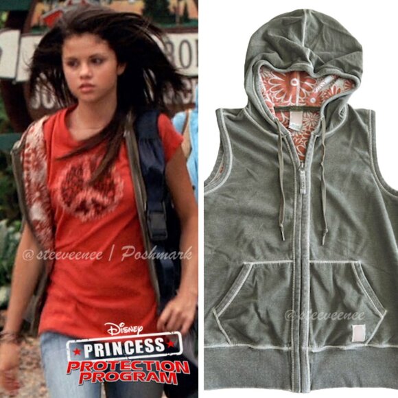 Rare 2000s Green Hooded Vest With Floral Lining ASO Princess Protection Program - Picture 2 of 7